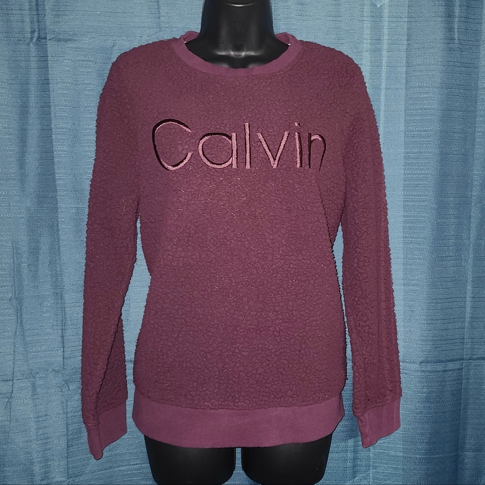 Calvin Klein Burgundy Fleece Sweatshirt - Picture 2 of 4